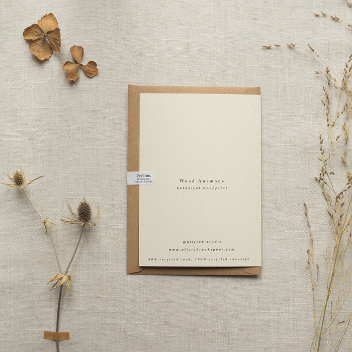 Wood Anemone Flower Greeting Card A6 Recycled Card