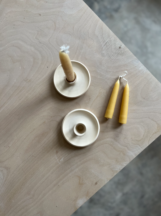 Matt White Stoneware Taper Candle Holder