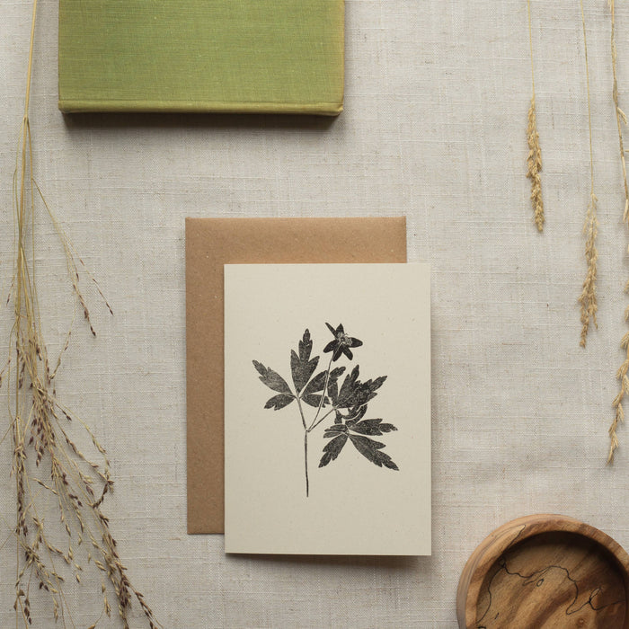 Wood Anemone Flower Greeting Card A6 Recycled Card