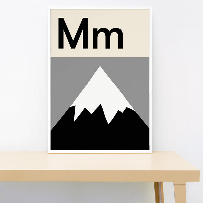 Mm for Mountain Print - Large Black and White