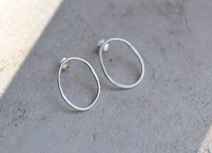 Silver Pebble Earrings