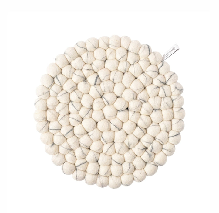 Large Wool Trivet - White Marble