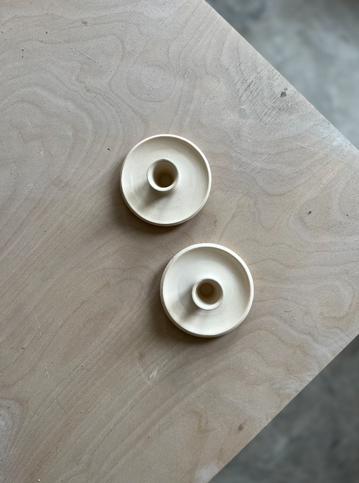 Matt White Stoneware Taper Candle Holder