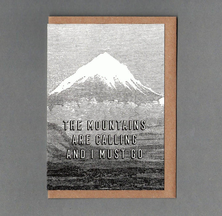 Mountains B&W. Letterpress Greeting Card, Eco Friendly: With cello