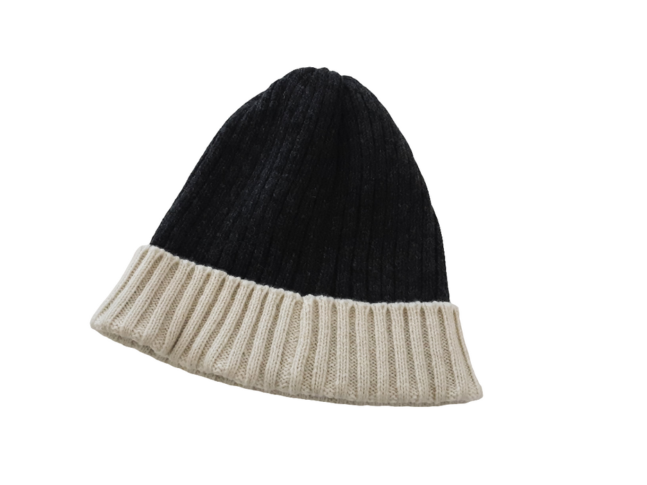 Lambswool Hat - Charcoal & Ivory