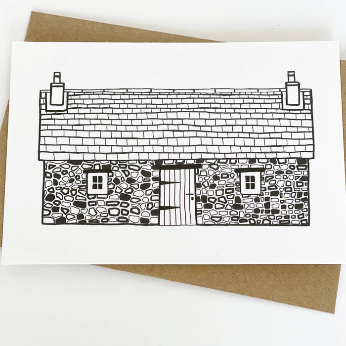 Scottish Bothy - Black & White Blank Card