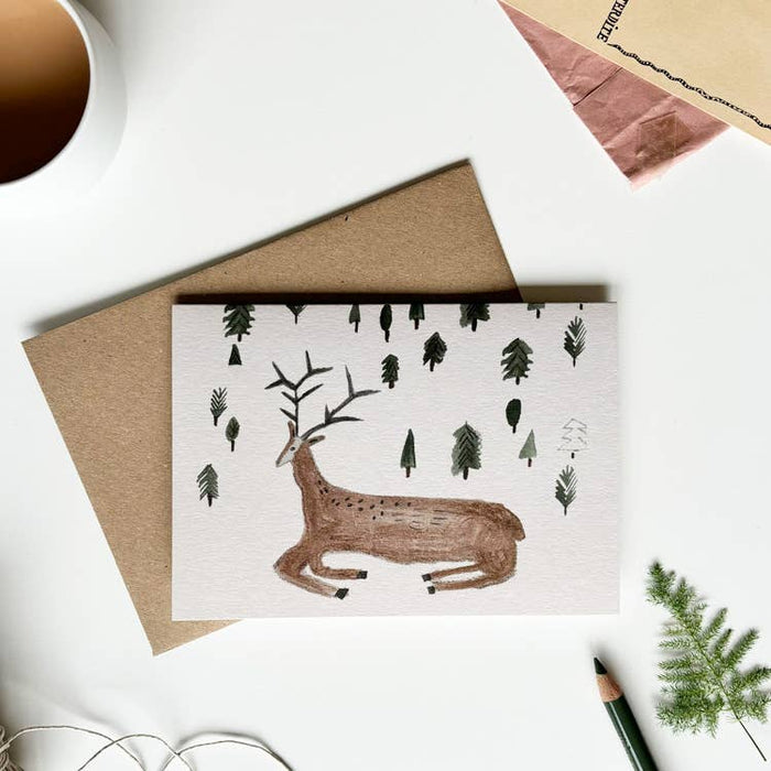 "Deer and Woods"  Card