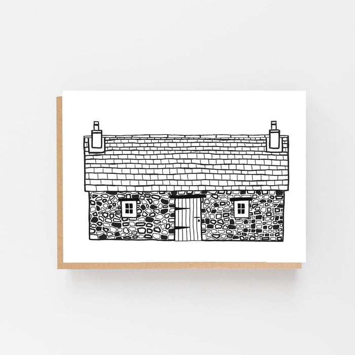 Scottish Bothy - Black & White Blank Card