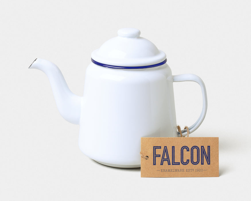 Enamel Teapot - White/Blue Trim
