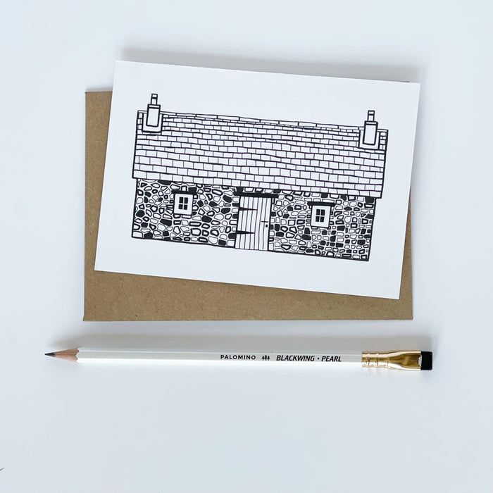 Scottish Bothy - Black & White Blank Card