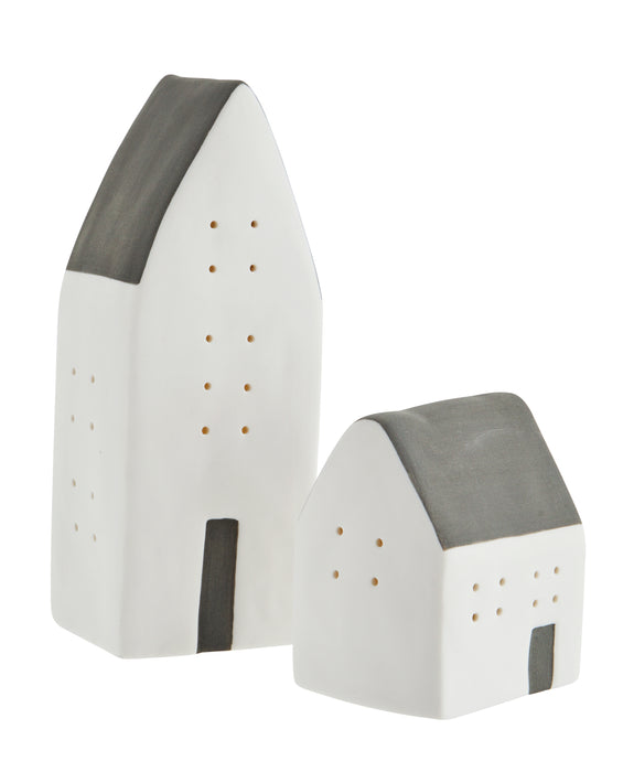 Porcelain LED House Deco's - Set of Two