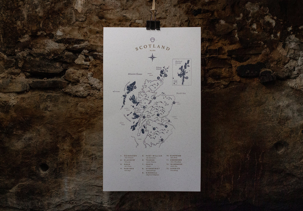 Letterpress Map - Scotland