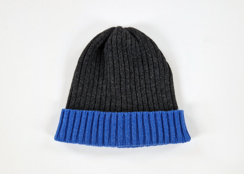 Lambswool Hat - Charcoal & Blue