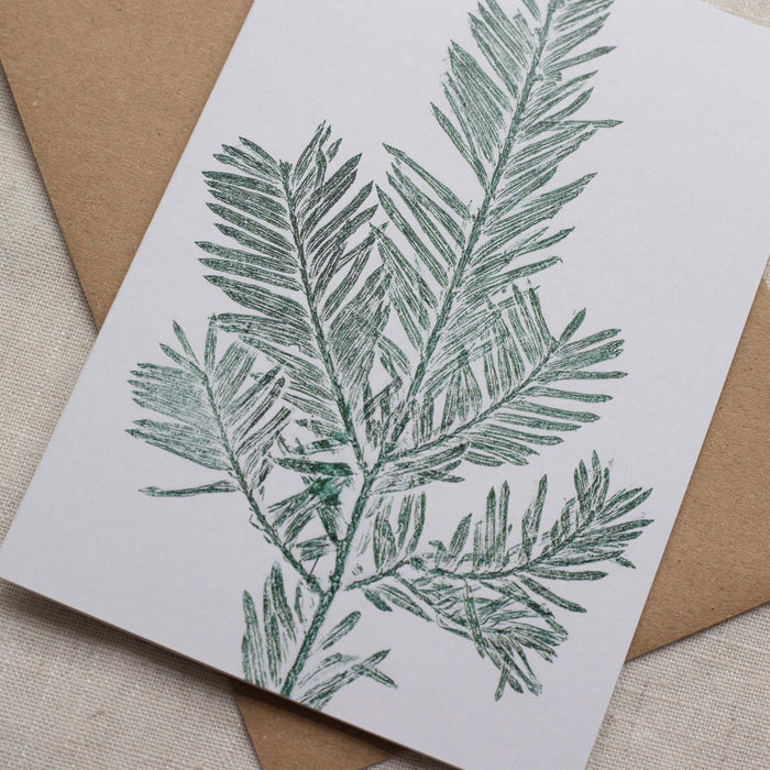 Botanical Yew Tree - Recycled Card 