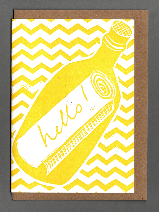 Hello! - Message In A Bottle Card: With cello