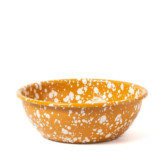 Splatter Enamel Bowl Large Yellow and Cream