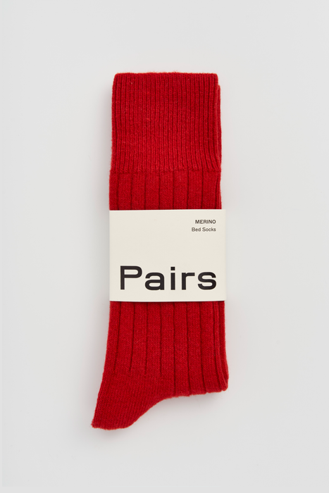 Postbox Red Merino Bed Socks: Small (UK 4-8)