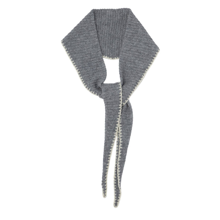 Grey Stitch Edge Diamond Skinny Scarf