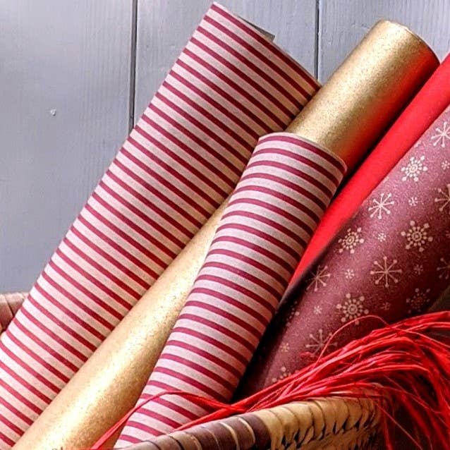 Red Stripe Kraft Wrap - 3m