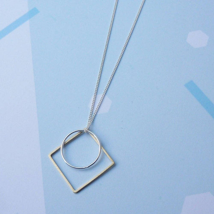 Silver Necklace with Geometric Shapes