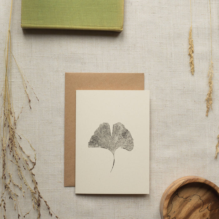 Ginkgo Leaf Greeting Card A6 Recycled Card 