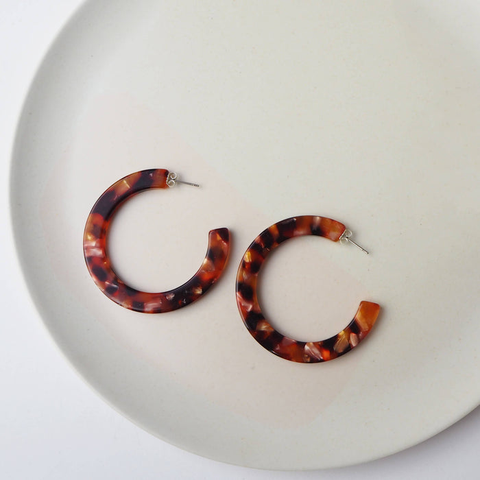 Rosa Tortoiseshell Large Statement Acetate Hoop Earrings