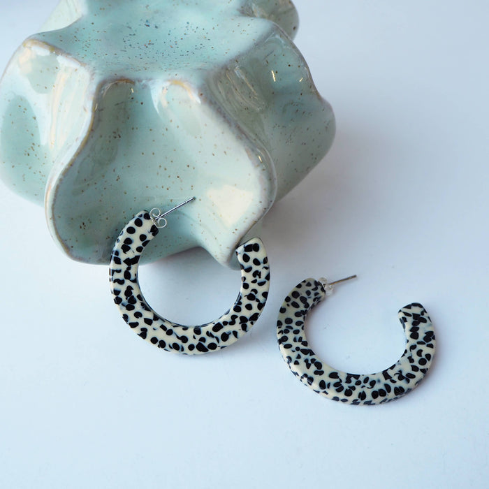 Marble Terrazzocetate Resin Hoop Earrings