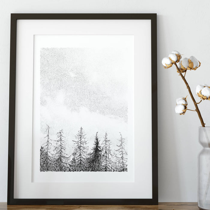 Pine Tree Forest Print A3