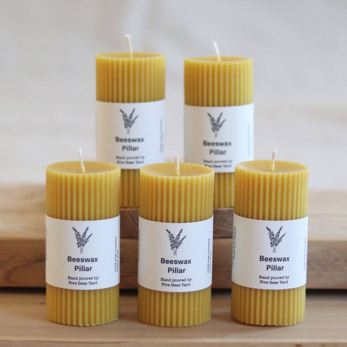 Rippled Beeswax Pillar Candle