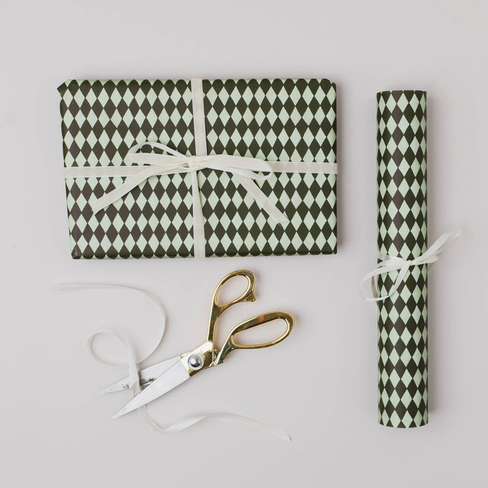 GREEN HARLEQUIN LUXURY GIFT WRAP