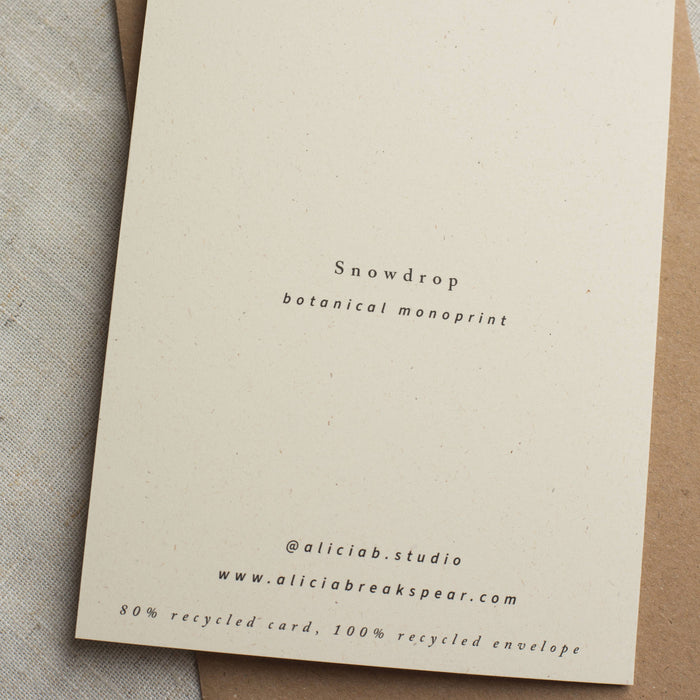 Snowdrop Greeting Card A6 Recycled Card 