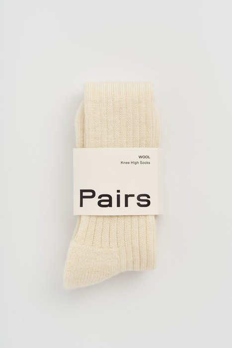 Clotted Cream Wool Knee High Socks: 4-7