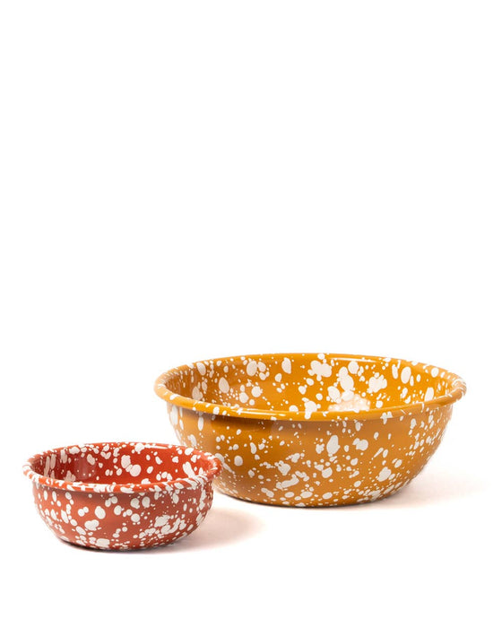 Splatter Enamel Bowl Large Yellow and Cream
