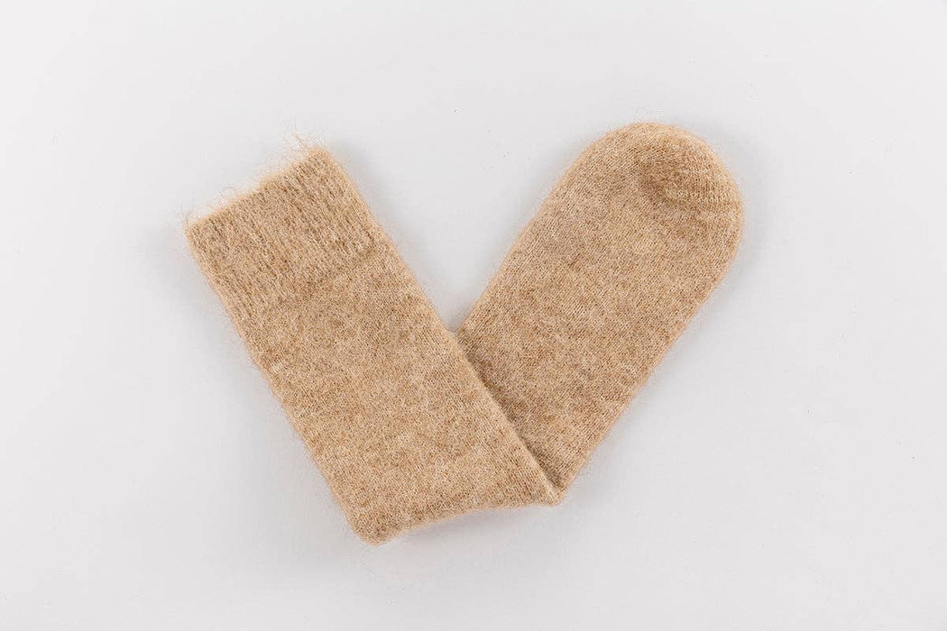 Soft Undyed Fawn Alpaca Bed Socks