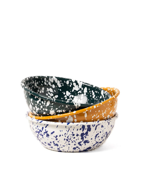 Splatter Enamel Bowl Large Yellow and Cream