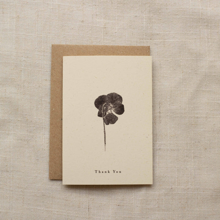 Mini A7 Thank You Card Botanical Art - Pansy Flower