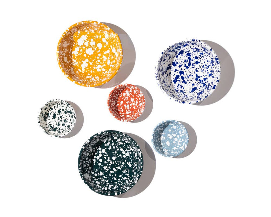 Splatter Enamel Bowl Large Yellow and Cream