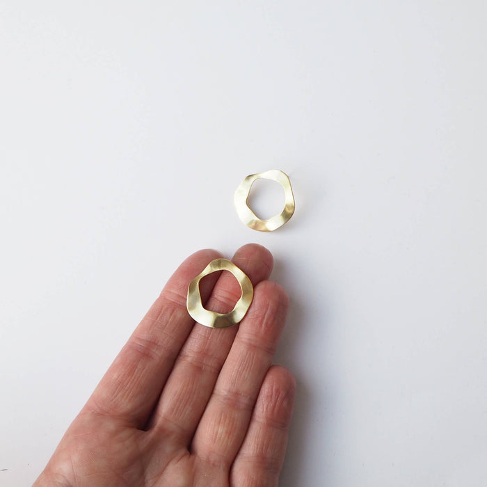 Flow Stud Earrings, wavy simple gold tone drop studs