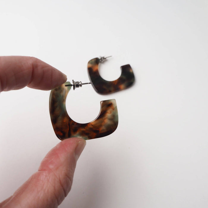 Square Statement Acetate Hoop Earrings