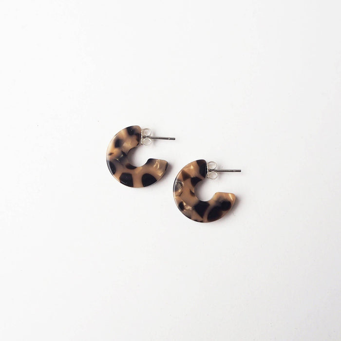 Caramel & Black Acetate Huggie Hoops