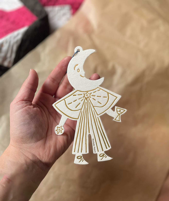 Moon Folk Ornament | Christmas Decoration | Holiday Ornament