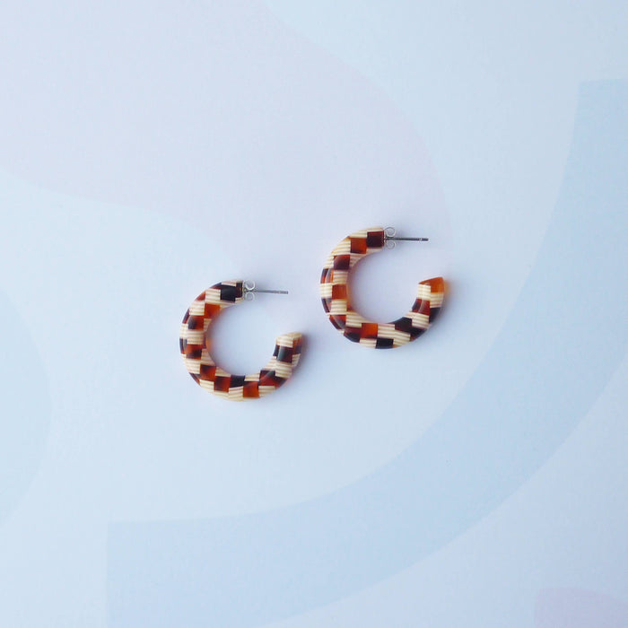 Honey Checker Colourful Acetate Resin Hoop Earrings