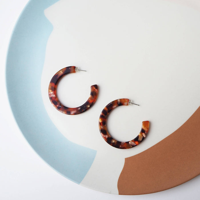 Rosa Tortoiseshell Large Statement Acetate Hoop Earrings