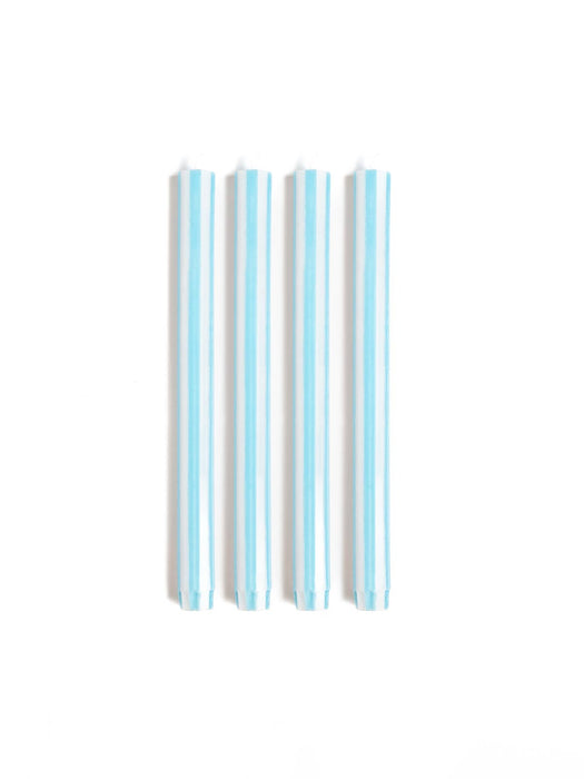 Stripe Dinner Candle Sky Blue / White