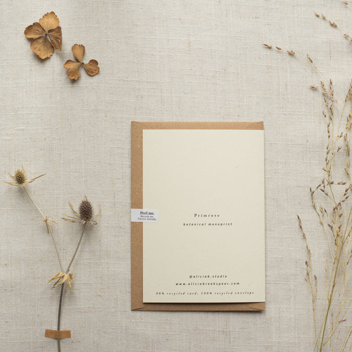 Primrose Flower Greeting Card A6 Recycled Card 