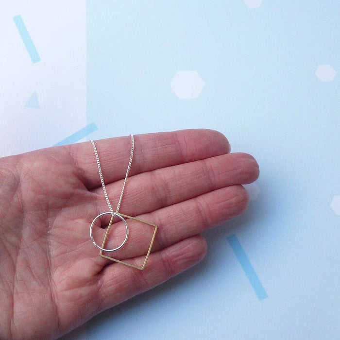 Silver Necklace with Geometric Shapes