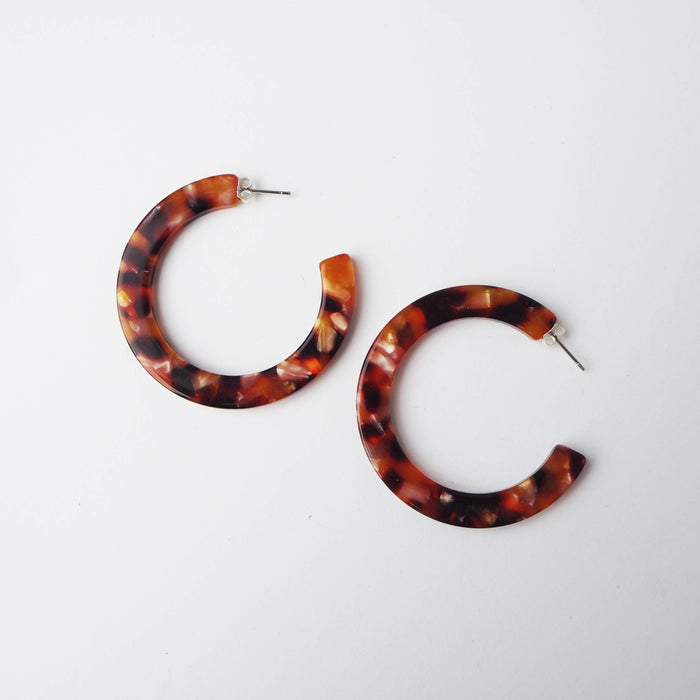 Rosa Tortoiseshell Large Statement Acetate Hoop Earrings