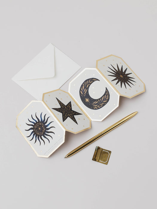 CELESTIAL CONCERTINA CHRISTMAS STAR MOON DIE CUT MINI CARD