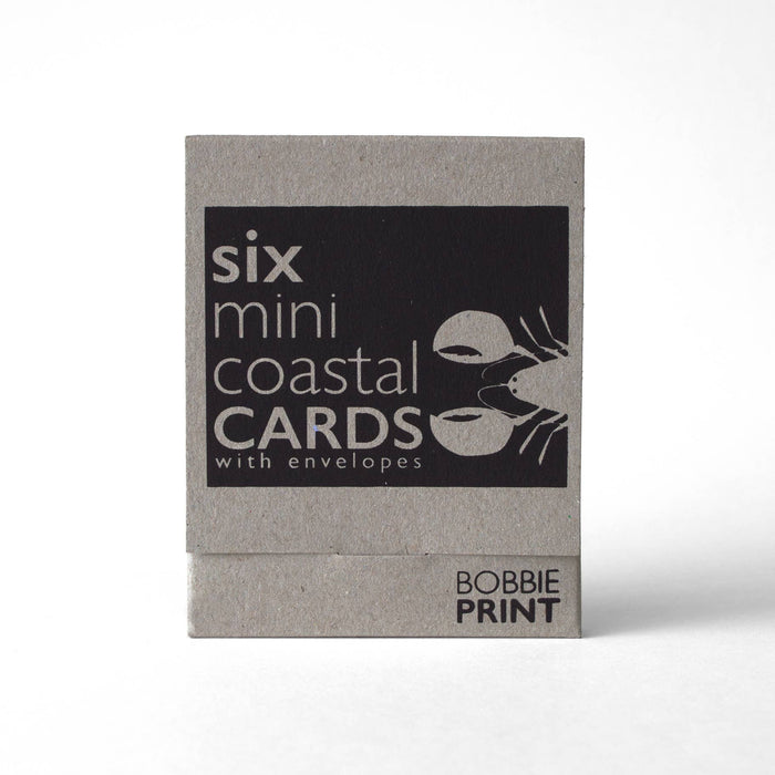 Boxed Set of 6 Cute Coastal Risograph Printed Mini Cards