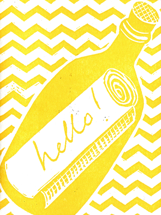 Hello! - Message In A Bottle Card: With cello